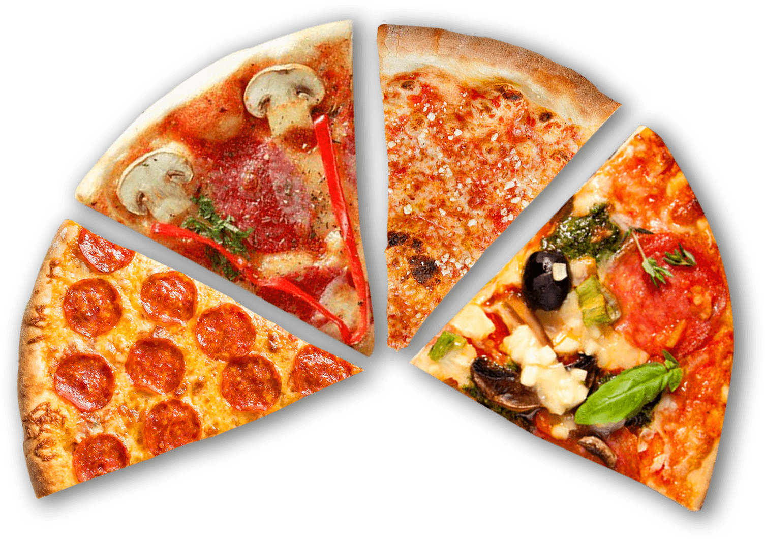 Pizza Background Png Four Slice Of Assorted Pizza Free Download
